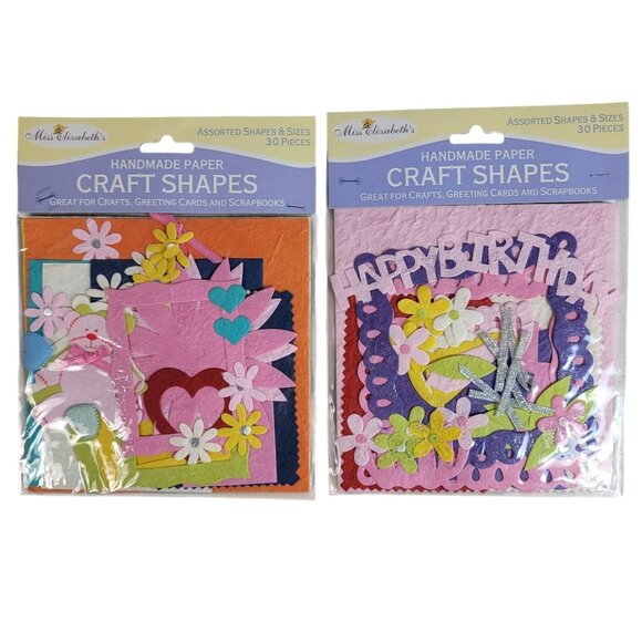 Miss Elizabeth's Handmade Paper Craft Shapes Girl Birthday Pink 30 PCS Each X 2 - Picture 1 of 5